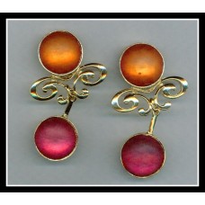 Round Orange & Pink Earrings